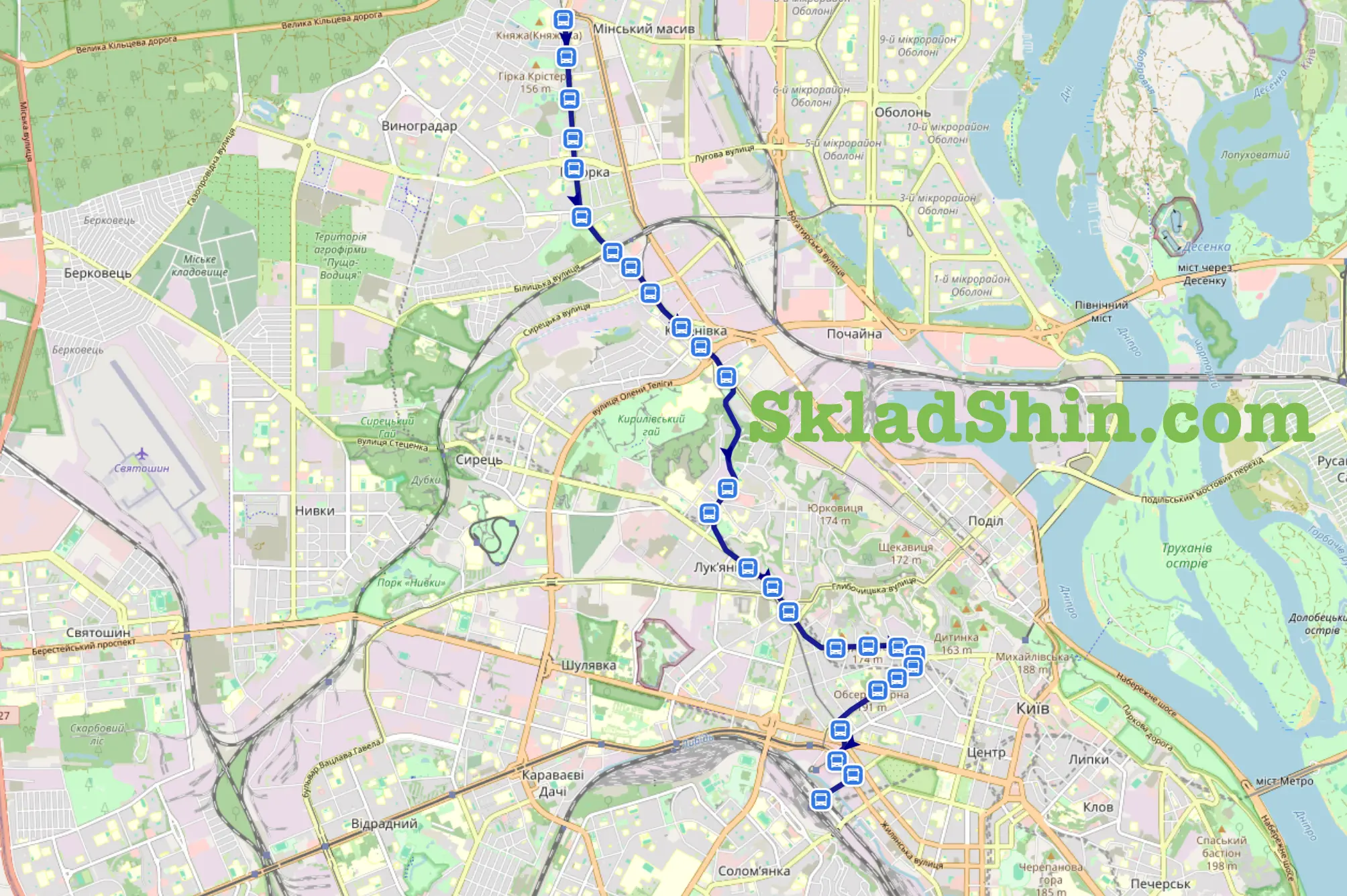 Маршрут №181 Київ: графік руху та зупинки