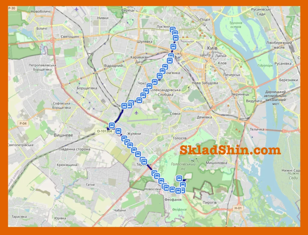 Маршрут №496 Київ: графік руху та зупинки