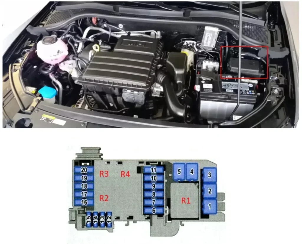 blok pid kapotom volkswagen liftback